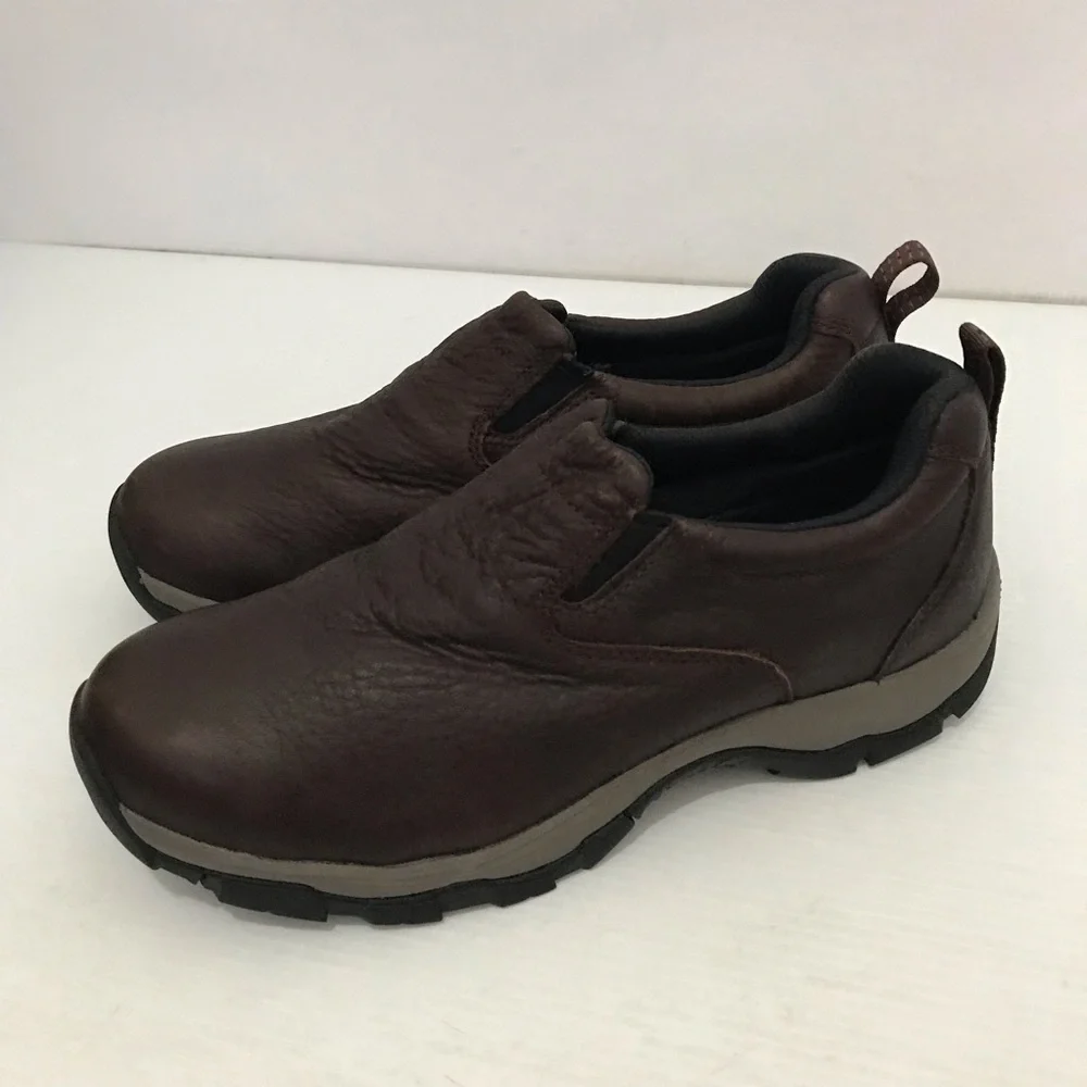 L.L. Bean Vibram Arctic Grip Brown Leather Waterproof Slip On Women's Size 10